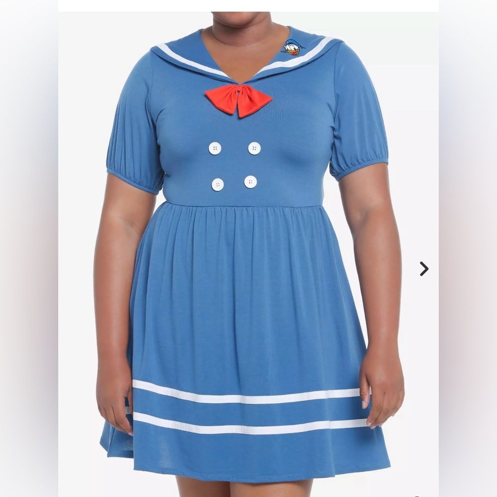 Her Universe Disney Blue Donald Duck Dress with Red Bow